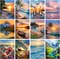 12 Pack 5D Diamond Art Kits for Adults - Beach Diamond Art DIY Paint with Round Full Drill Diamond dots for Beginners